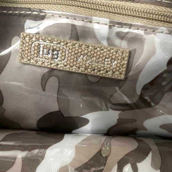 LUG Volley Matte Luxe Toiletry Bag Tan Quilted Zip Large 12x8.5" Cosmetic Makeup - Picture 7 of 10